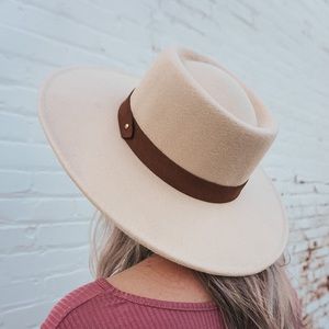 Beige Boater Hat